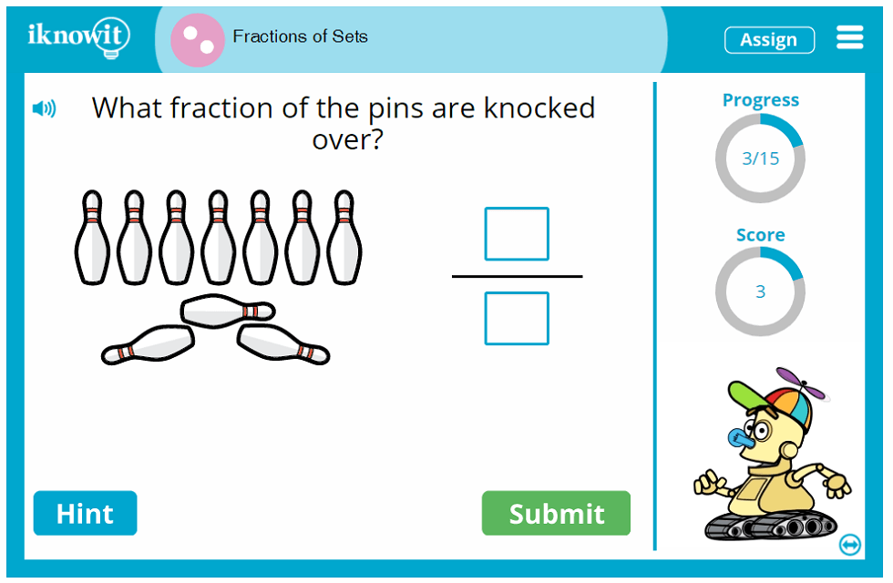 2nd Grade Learn Fractions of Sets Game