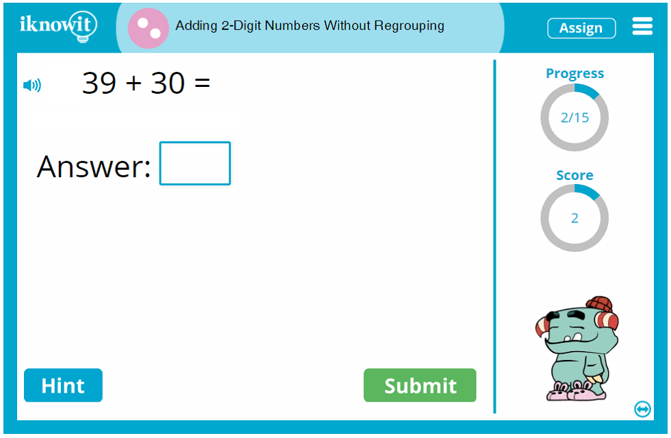 2nd Grade Adding 2-Digit Numbers Without Regrouping Game