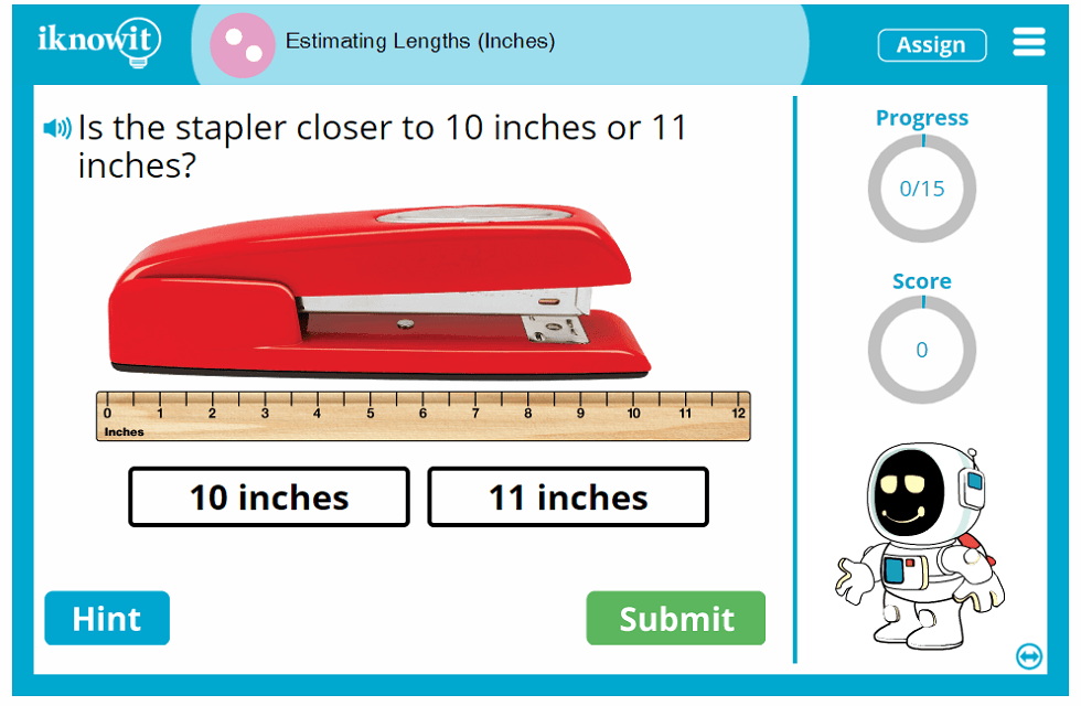 Second Grade Estimate Length by Inch Activity