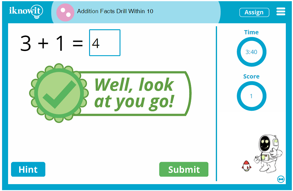 Second Grade Adding Basic Facts Exercise to Ten Lesson