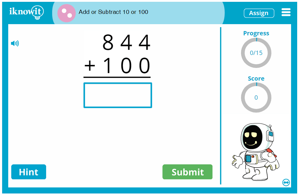 2nd Grade Add-or-Subtract-10-or-100-to-Numbers Game
