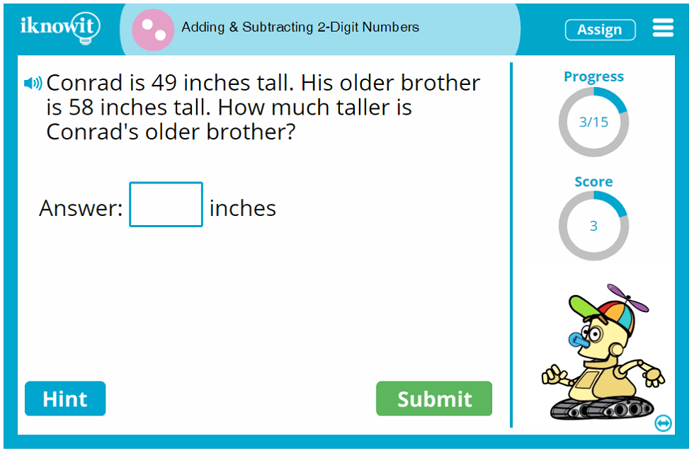 Second Grade Adding or Subtracting Two-Digit Numbers Game