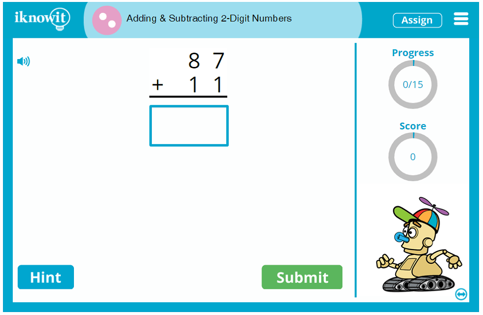 2nd Grade Addition and Subtraction 2-Digit Numbers Game