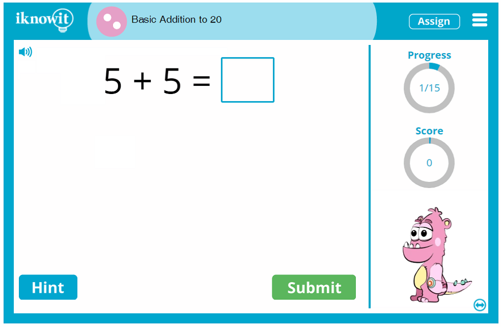 2nd Grade Basic Addition Practice up to 20 Game