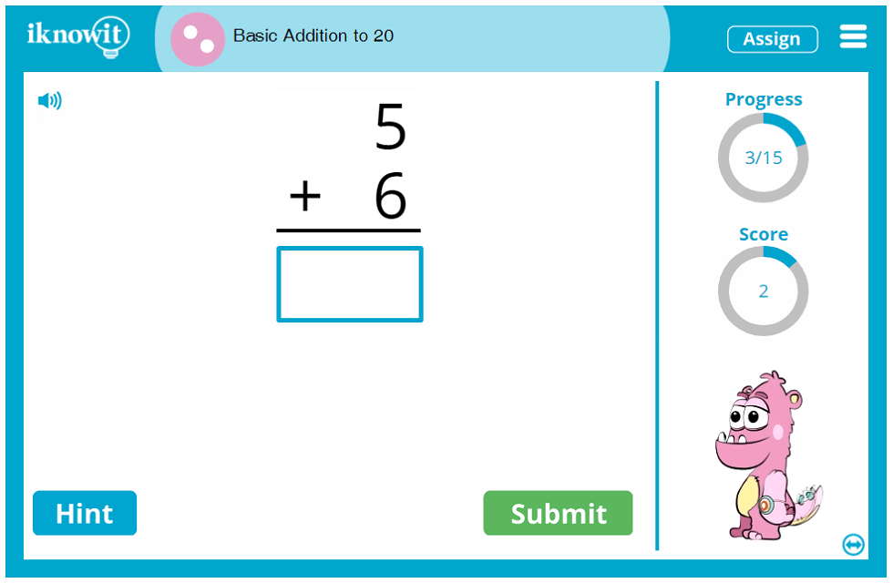 Second Grade Learning Adding Numbers to Twenty Activity