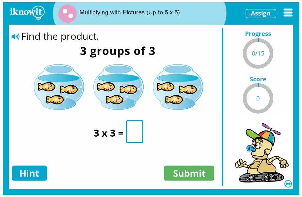 2nd Grade Multiplying with Pictures up to 5x5 Game