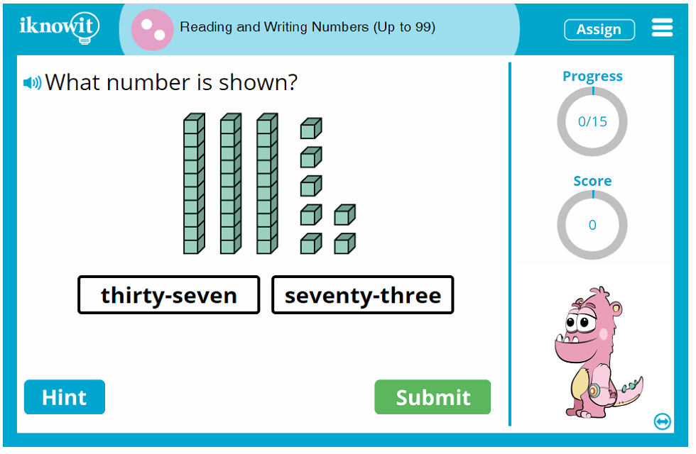 Second Grade Read and Write Numbers to Ninety-Nine Game