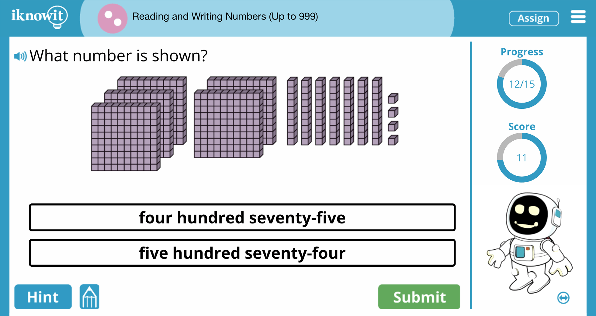 2nd Grade Reading and Writing Numbers up to 999 Online Learning Game