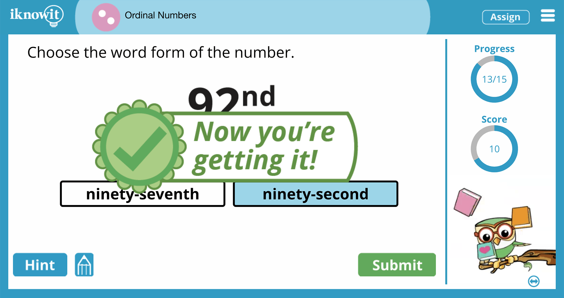 Second Grade Ordinal Number Versions Practice Interactive Lesson