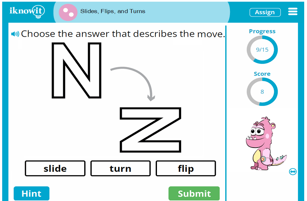 2nd Grade Slides Flips Turns of Shapes Game
