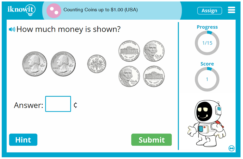 Second Grade Adding Coins up to 1 Dollar USA Money Activity