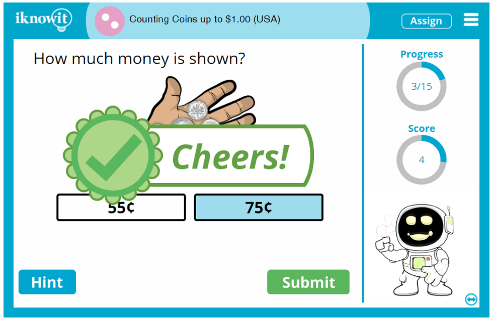 Second Grade Adding Coins up to 1 Dollar USA Money Lesson