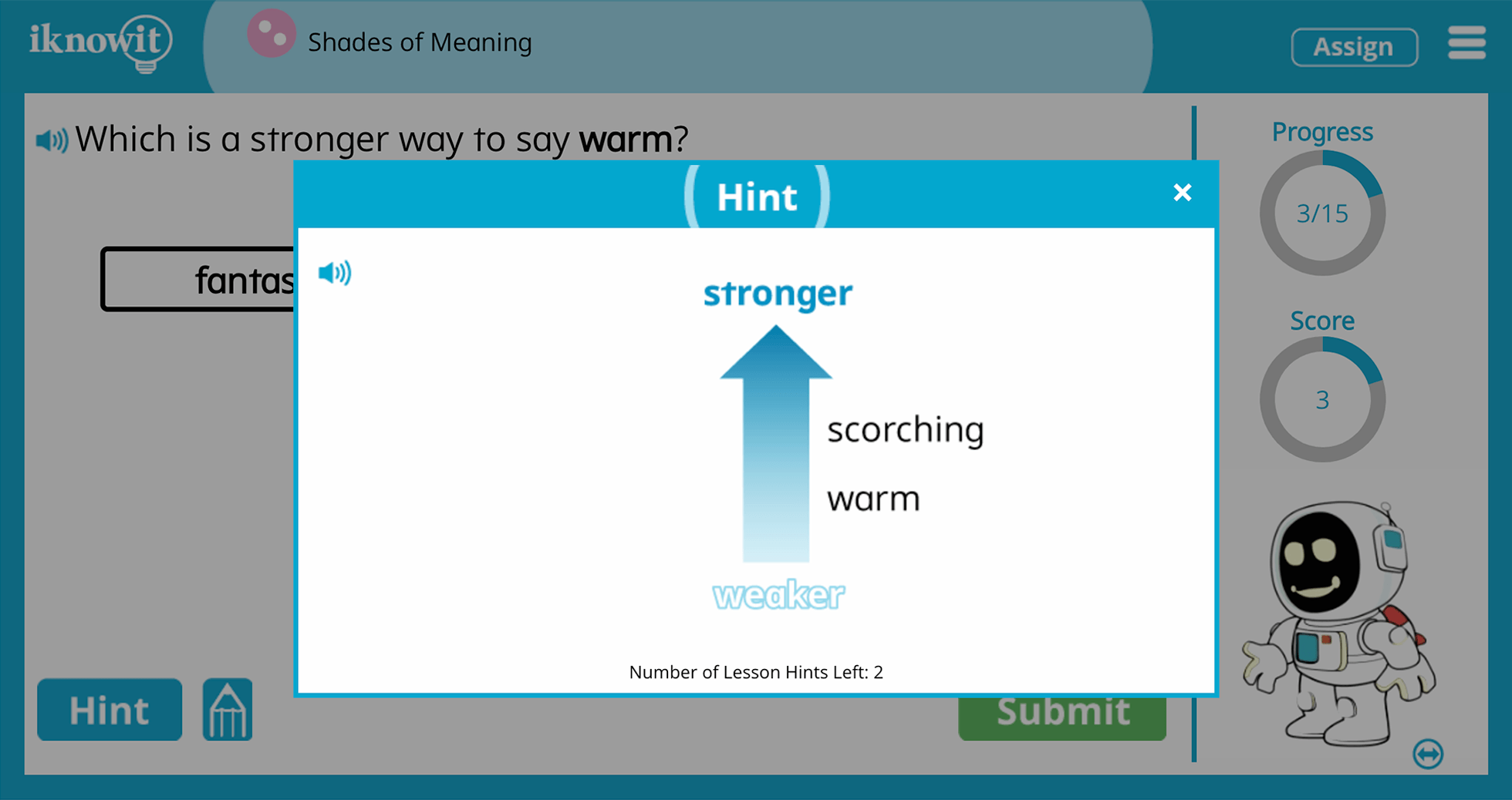 Second Grade Shades of Meaning Synonyms Verbs Adjectives Online Learning Activity
