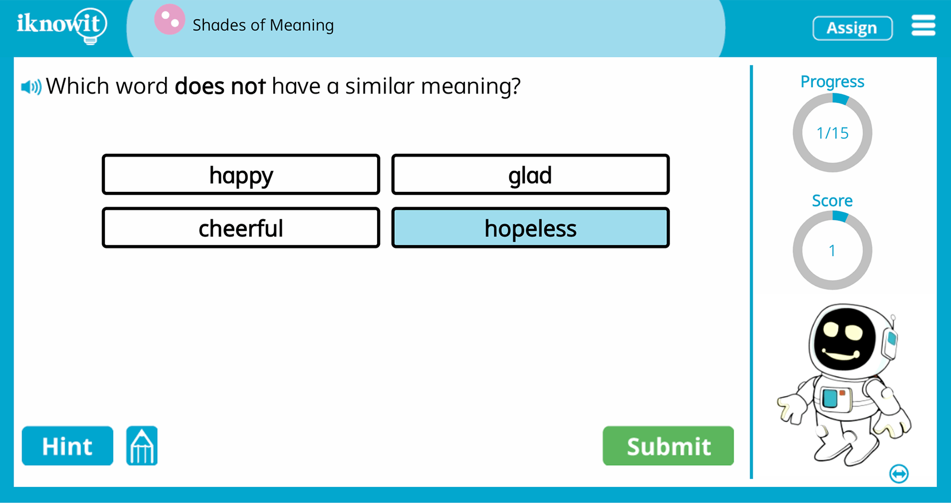 Second Grade Shades of Meaning Synonyms Verbs Adjectives Online Learning Game