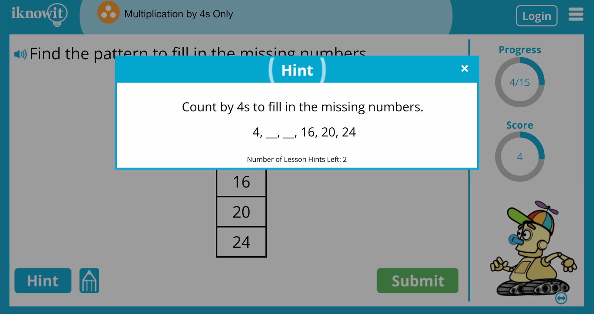 Third Grade multiplication By 4s Practice Interactive Activity