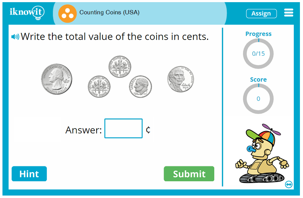 3rd Grade Counting Coins up to Two Dollars Game