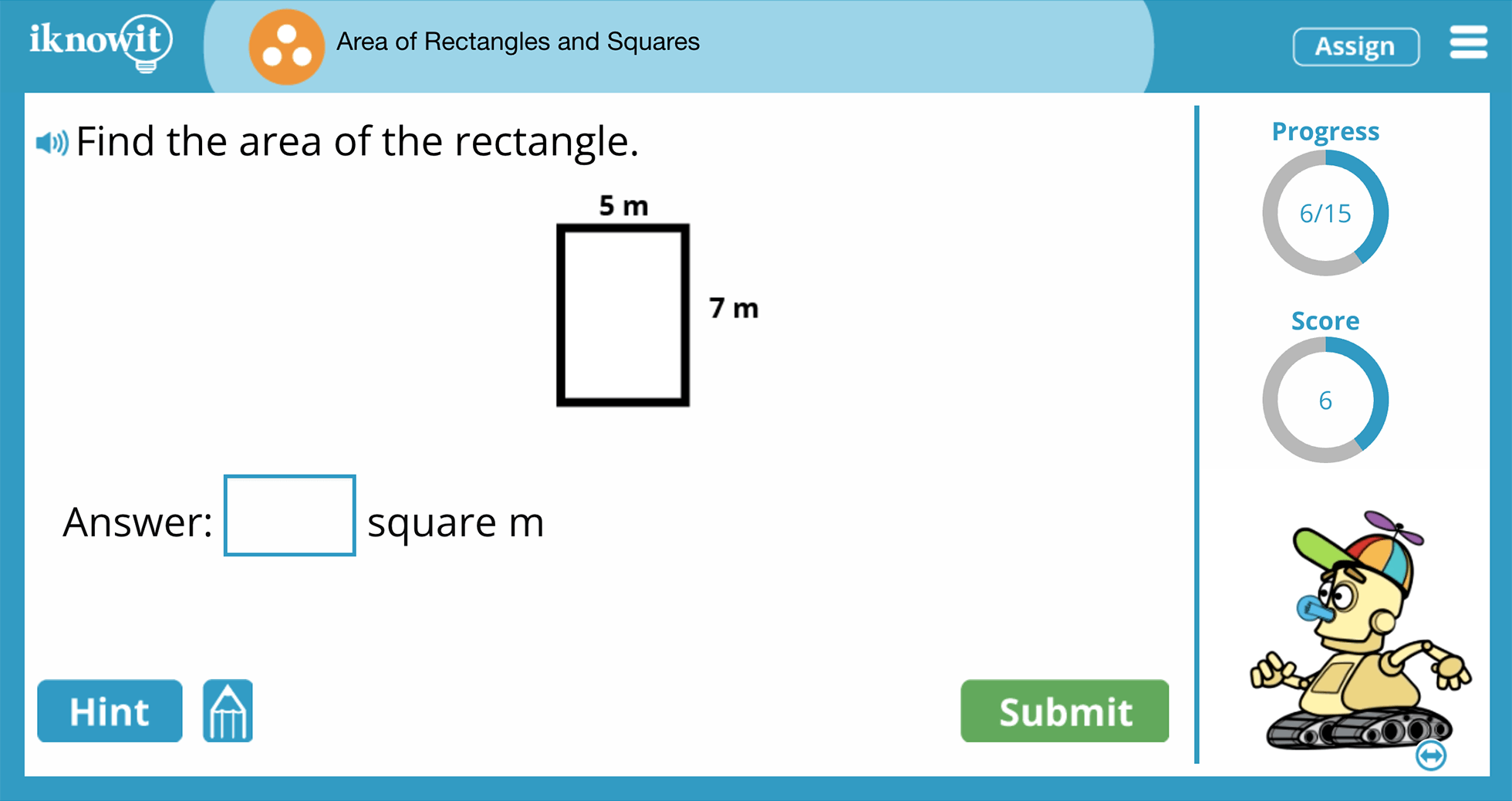 3rd Grade Calculating Area of Rectangles and Squares Online Learning Game