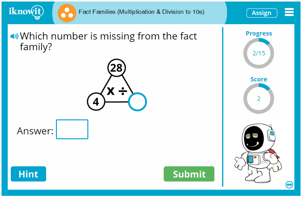 Third Grade Multiplying and Dividing in Fact Families up to Ten Activity