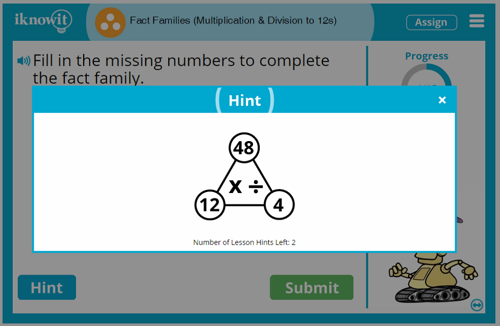 3rd Grade Fact Families Multiplication and Division to 12s Lesson