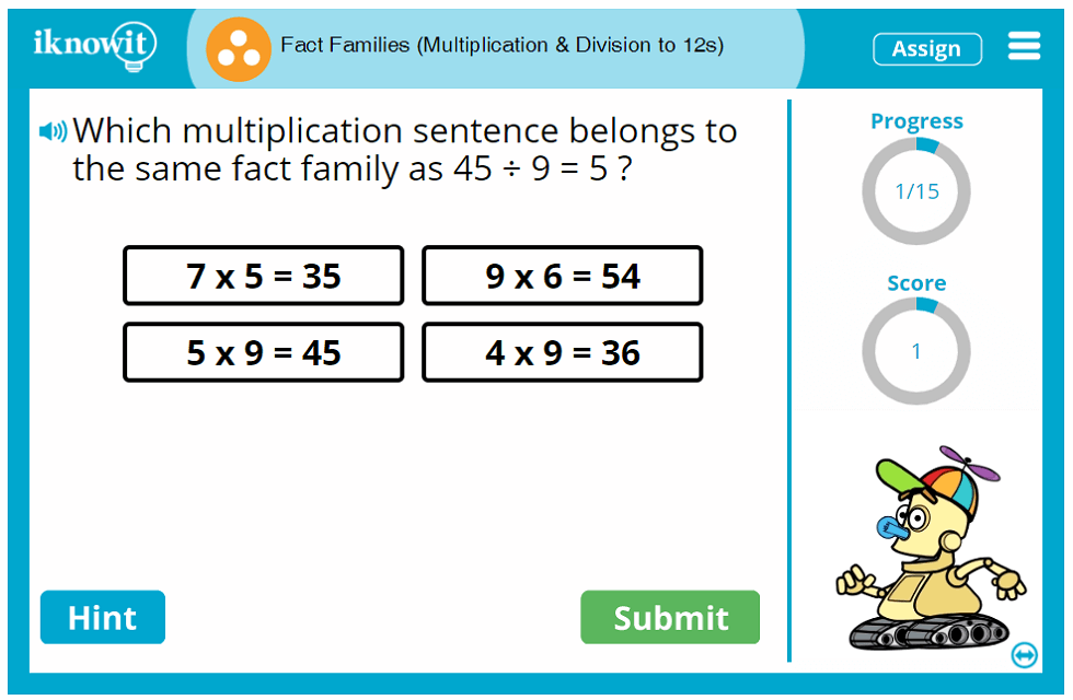 Third Grade Fact Family Multiply or Divide up to Twelves Game