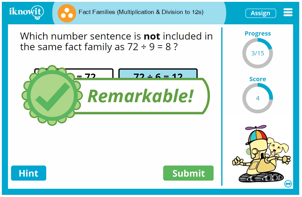 Third Grade Fact Family Multiply or Divide up to Twelves Lesson