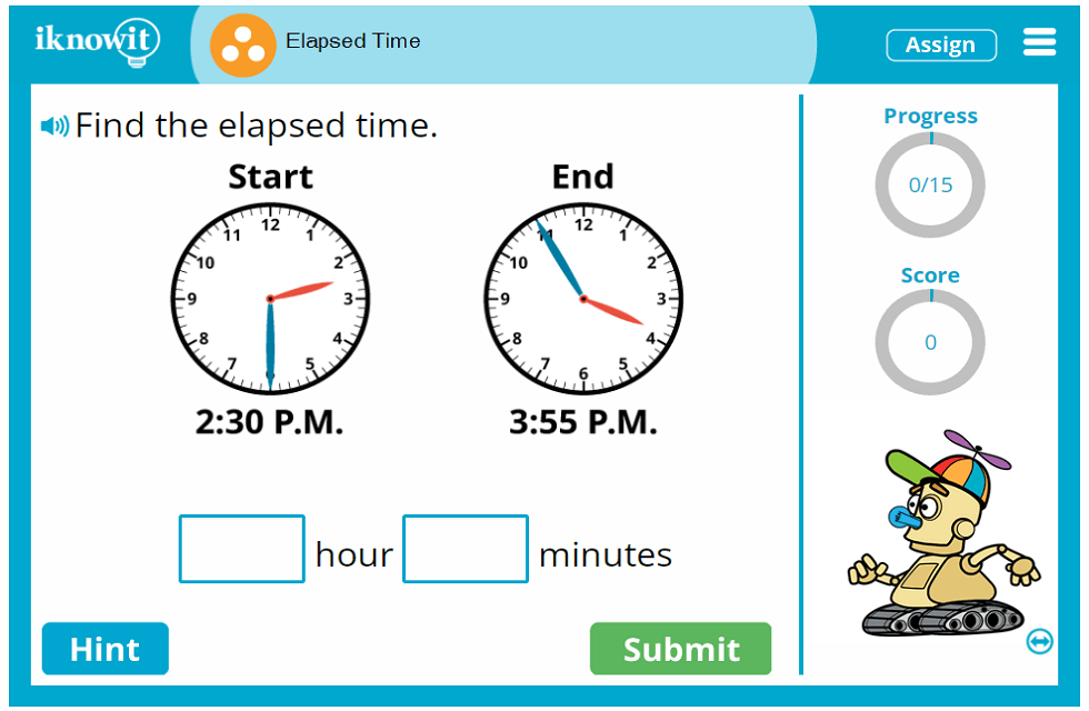 3rd Grade Measuring Total Elapsed Time Game