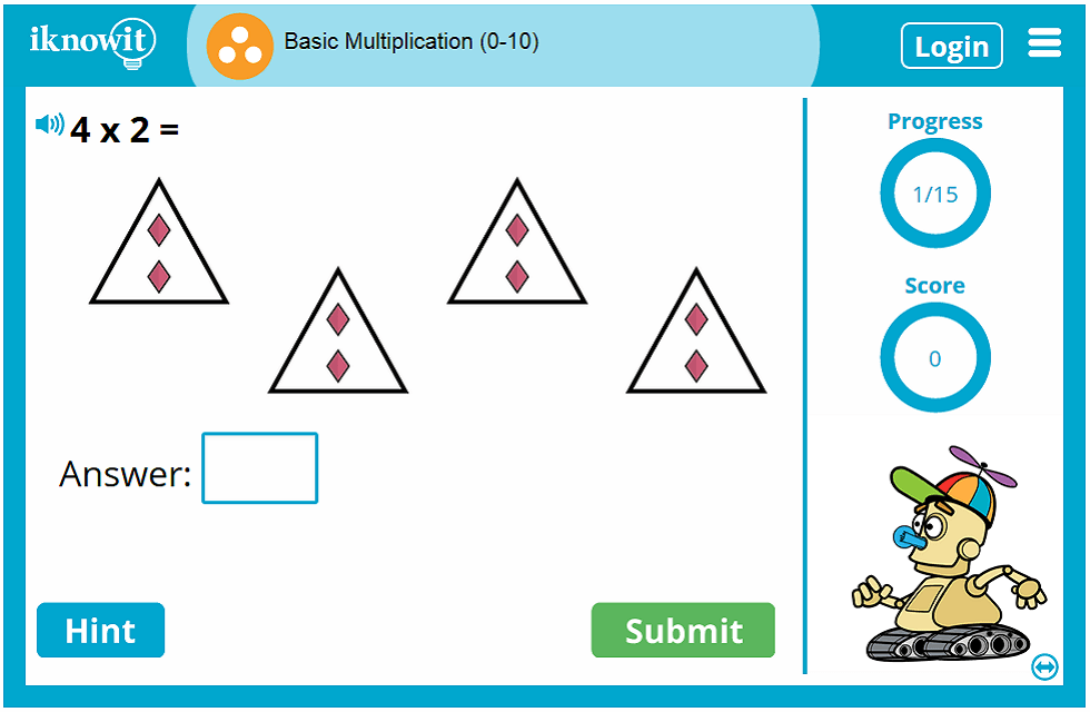 3rd Grade Basic Multiplication 0 to 10 Game