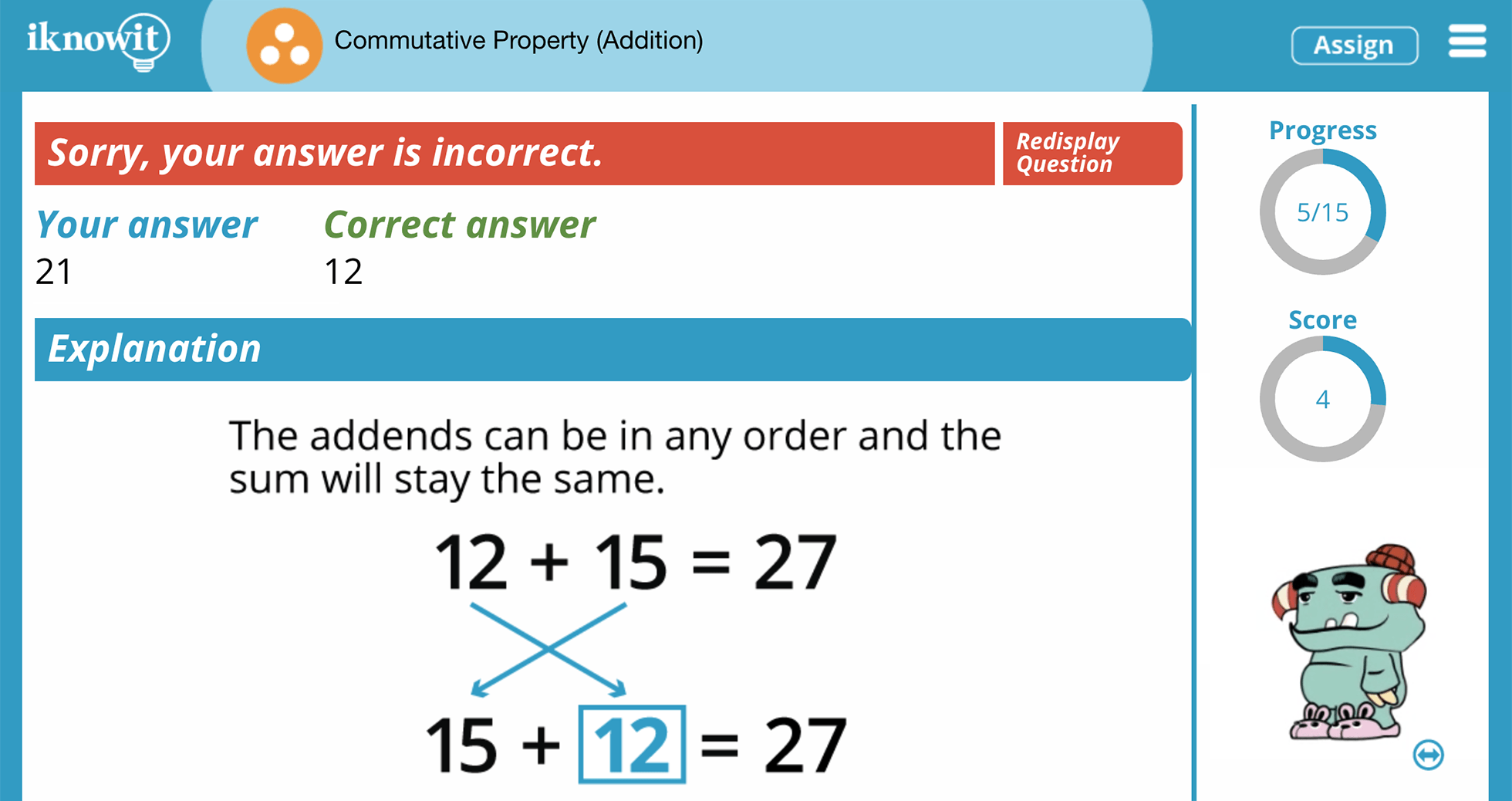 Third Grade Add Using Commutative Property Practice Interactive Activity