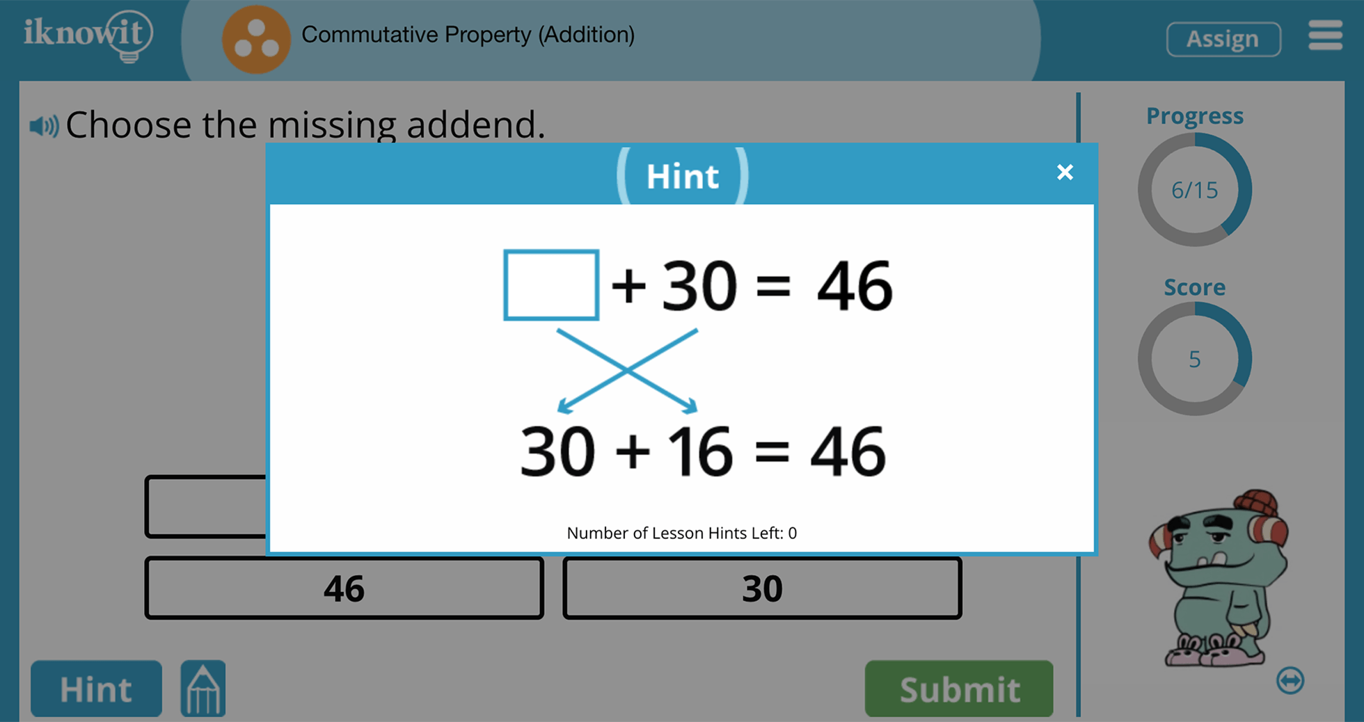 Third Grade Add Using Commutative Property Practice Interactive Game