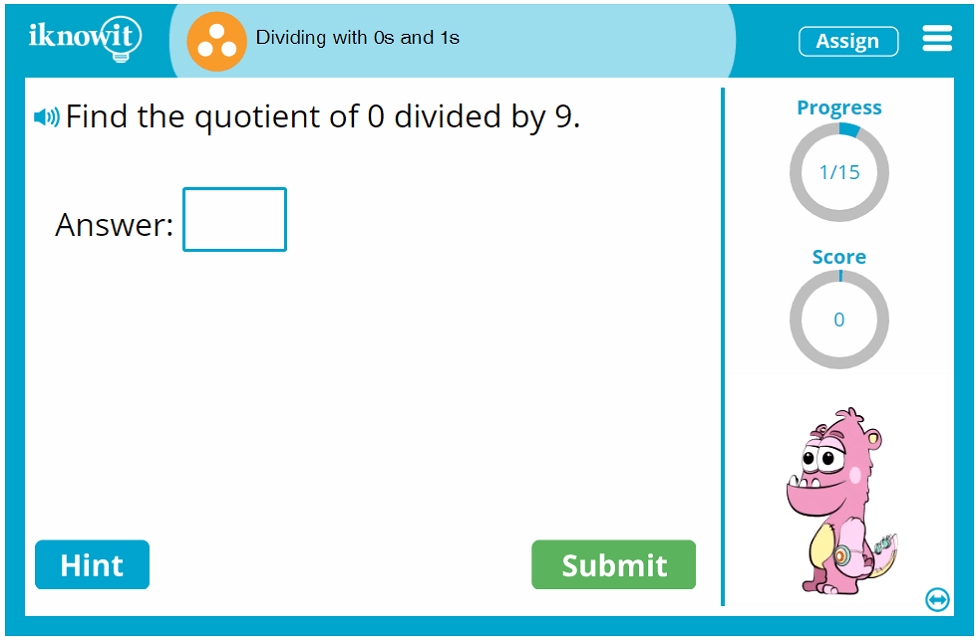 Third Grade Basic Division by Zeroes and Ones Activity