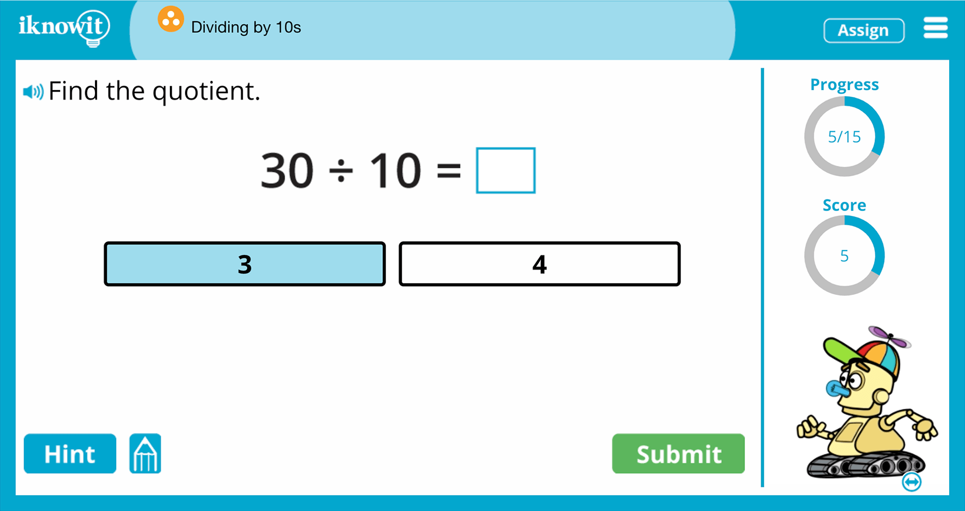 3rd Grade Dividing By 10s Online Learning Activity