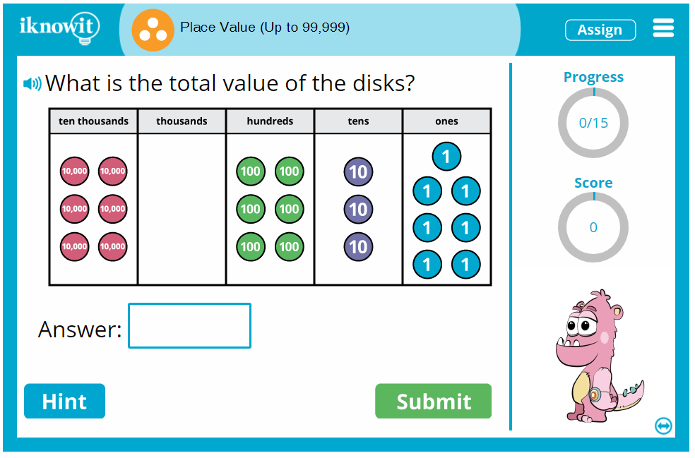 place value practice online game