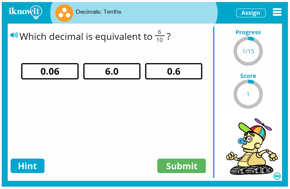 Third Grade Decimal Place Value Tenths Game