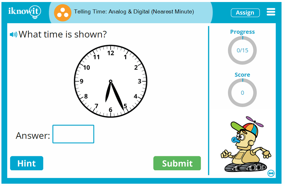 Third Grade Learn to Read Analog and Digital Clock Times Game