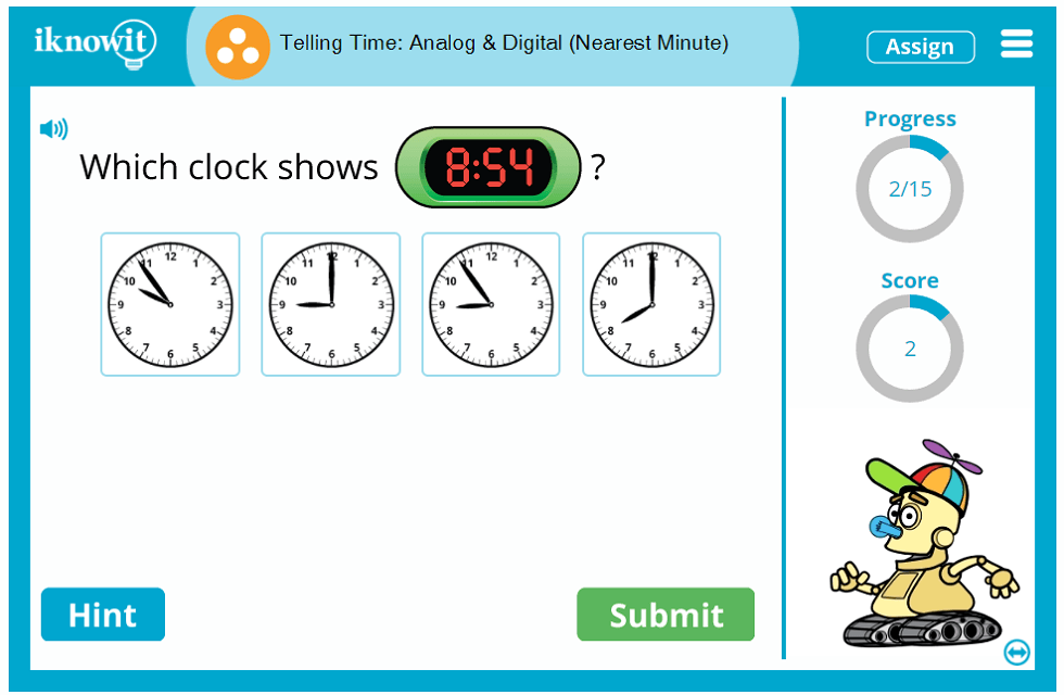 3rd Grade Telling Time on Analog and Digital Clocks Game