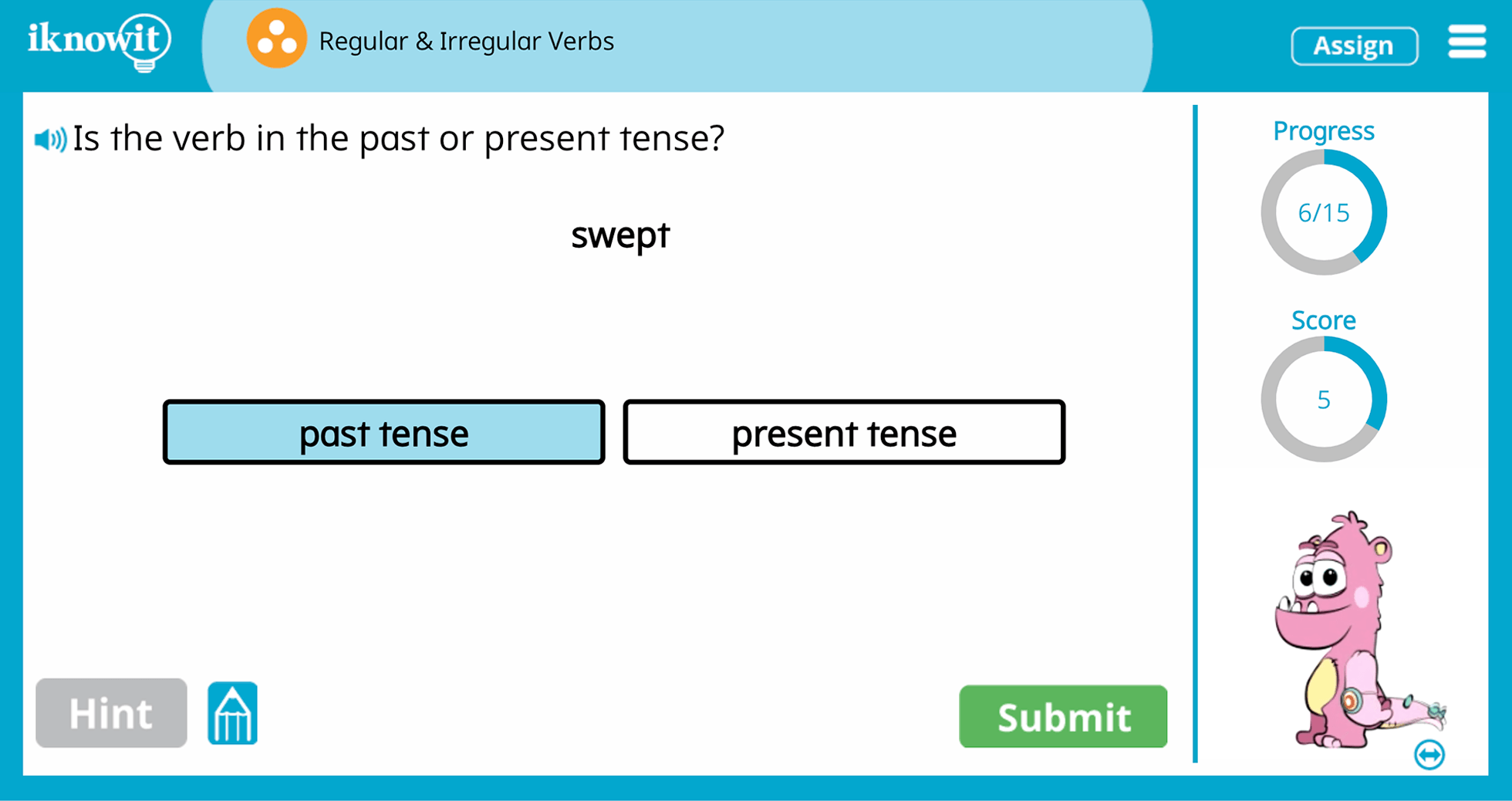 3rd Grade Regular Irregular Verbs Online Learning Activity