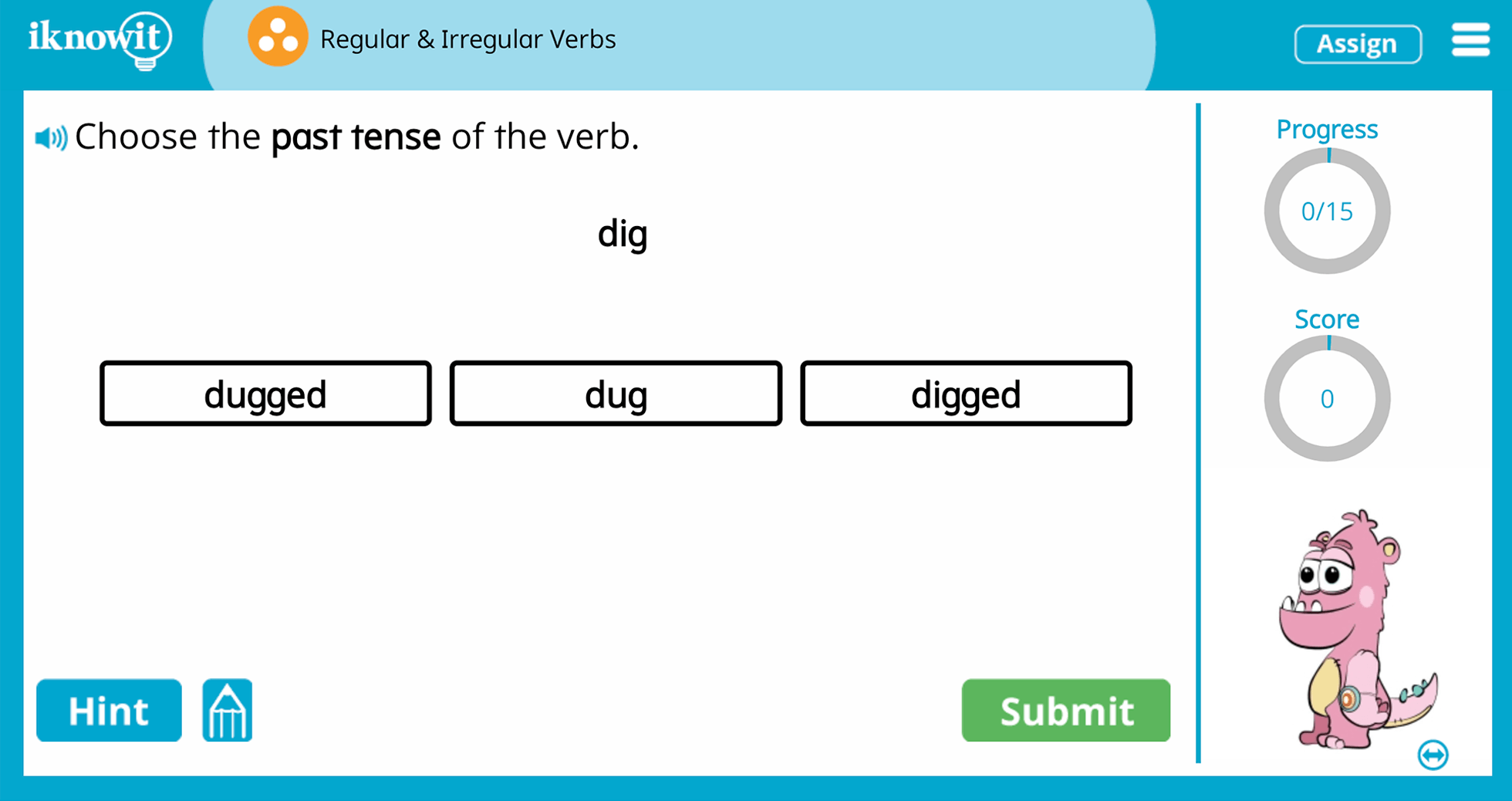 Third Grade regular Irregular Verbs Practice Interactive Game
