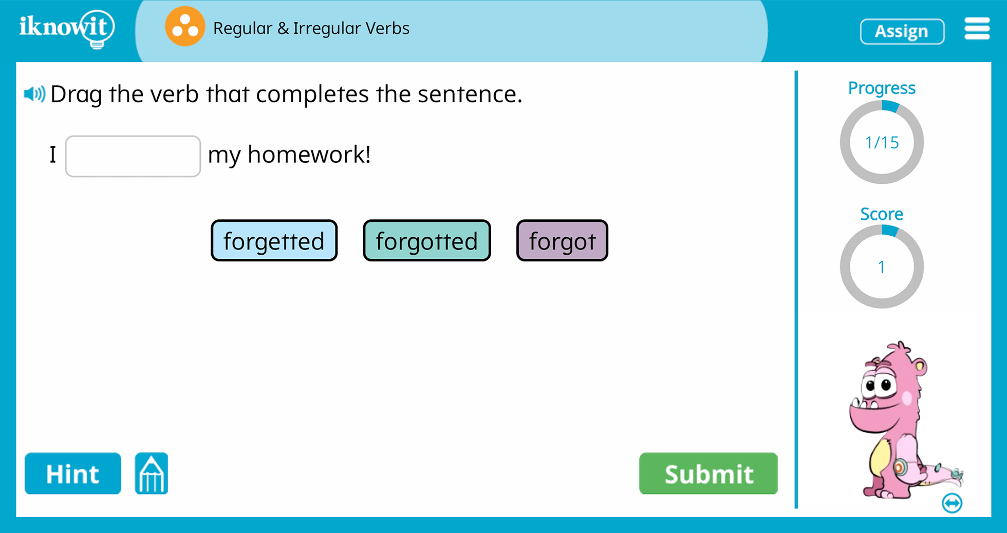 Third Grade regular Irregular Verbs Practice Interactive Lesson