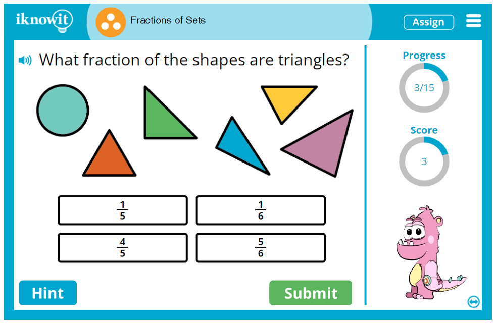 Third Grade Practice Fraction Sets of Objects Activity