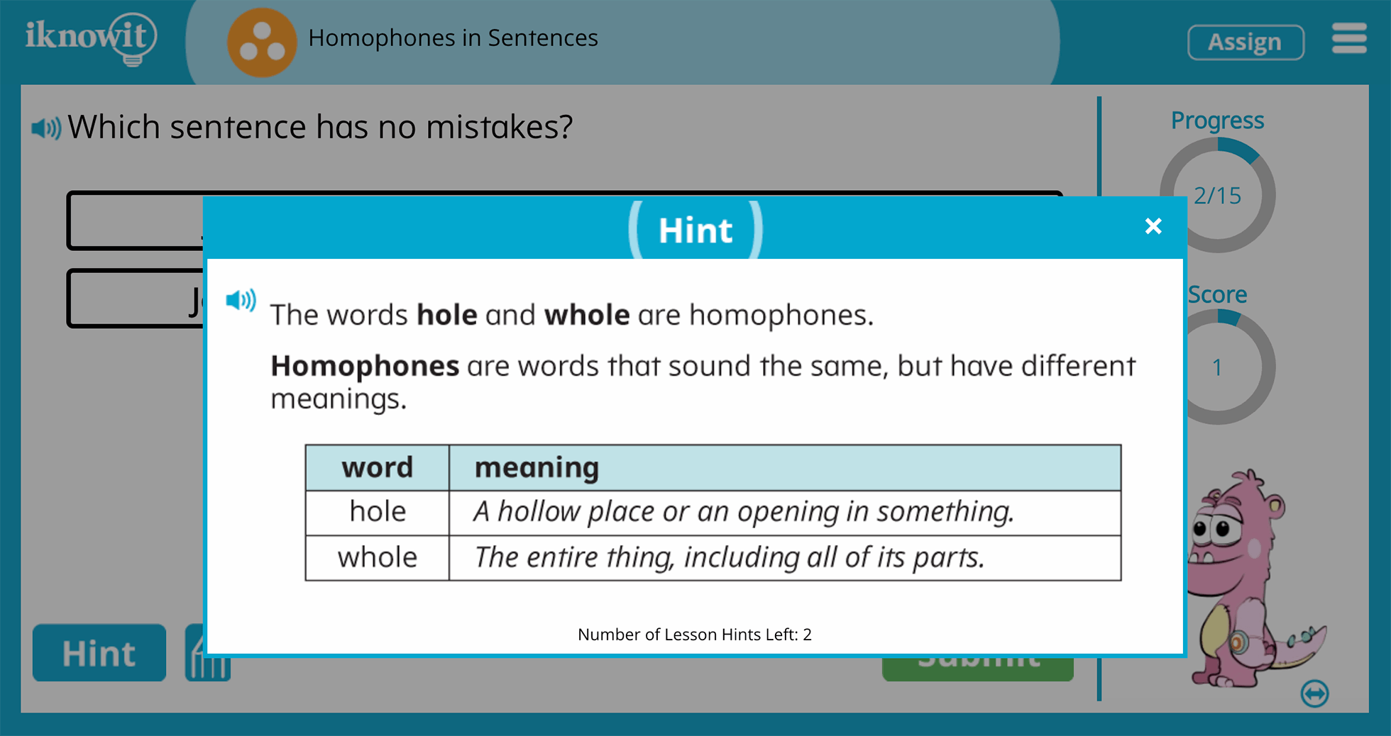 3rd Grade Homophones in Sentences Online Learning Activity