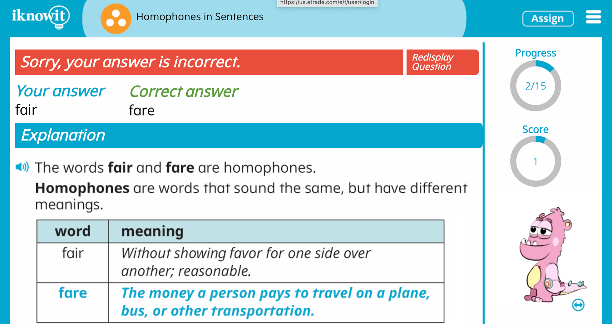 3rd Grade Homophones in Sentences Online Learning Lesson