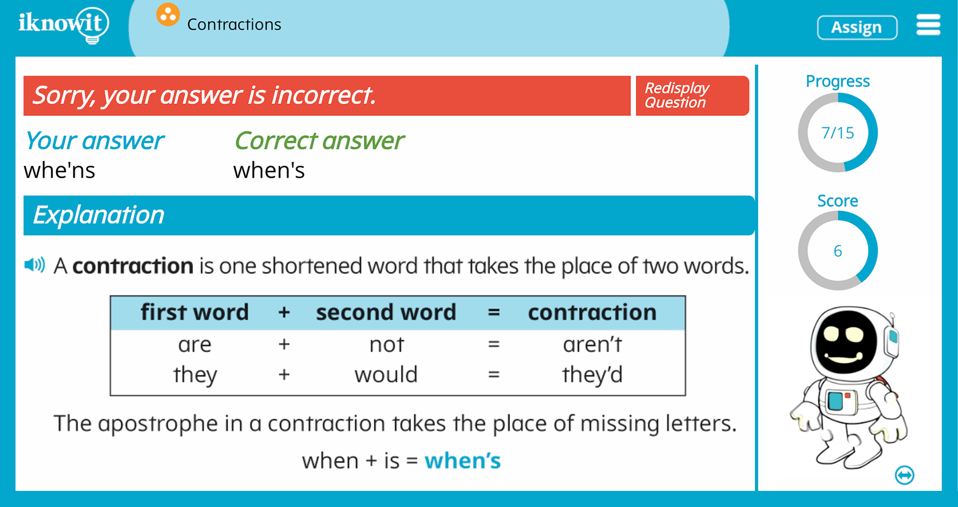 3rd Grade Contractions Online Learning Game