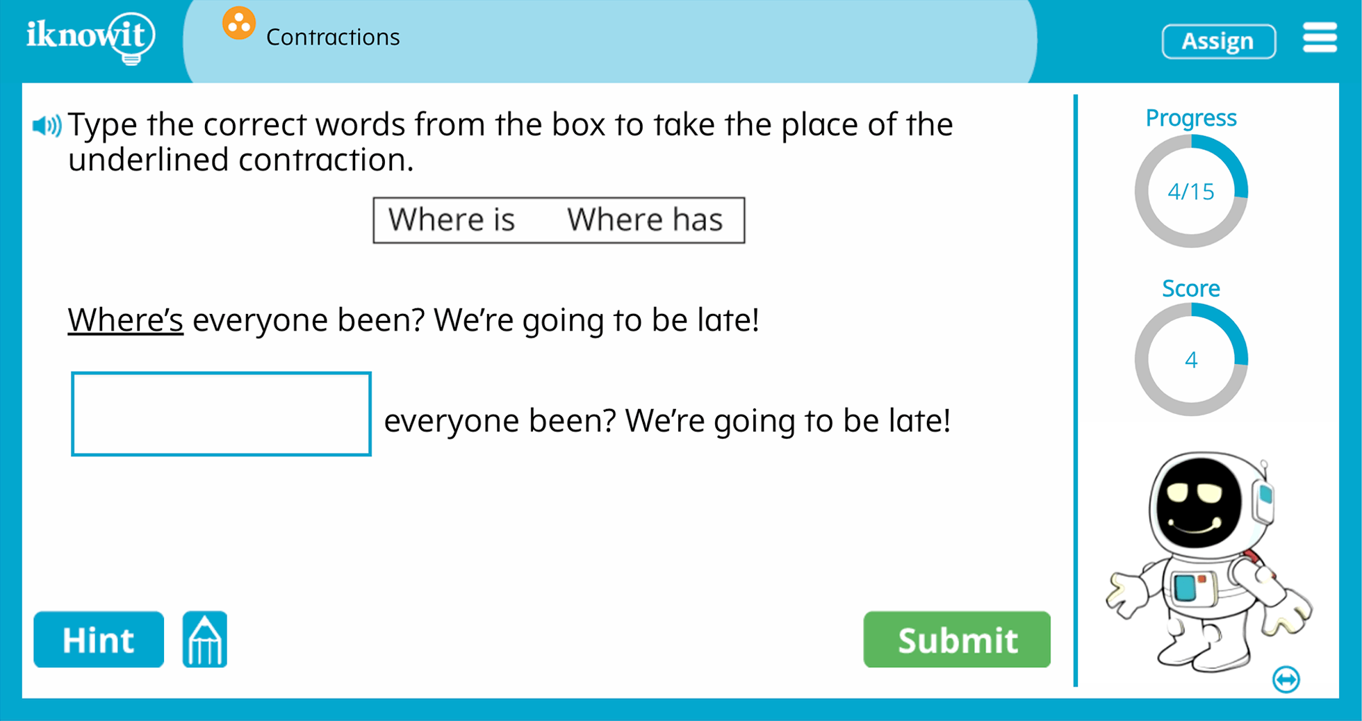 Third Grade Contractions Practice Interactive Game