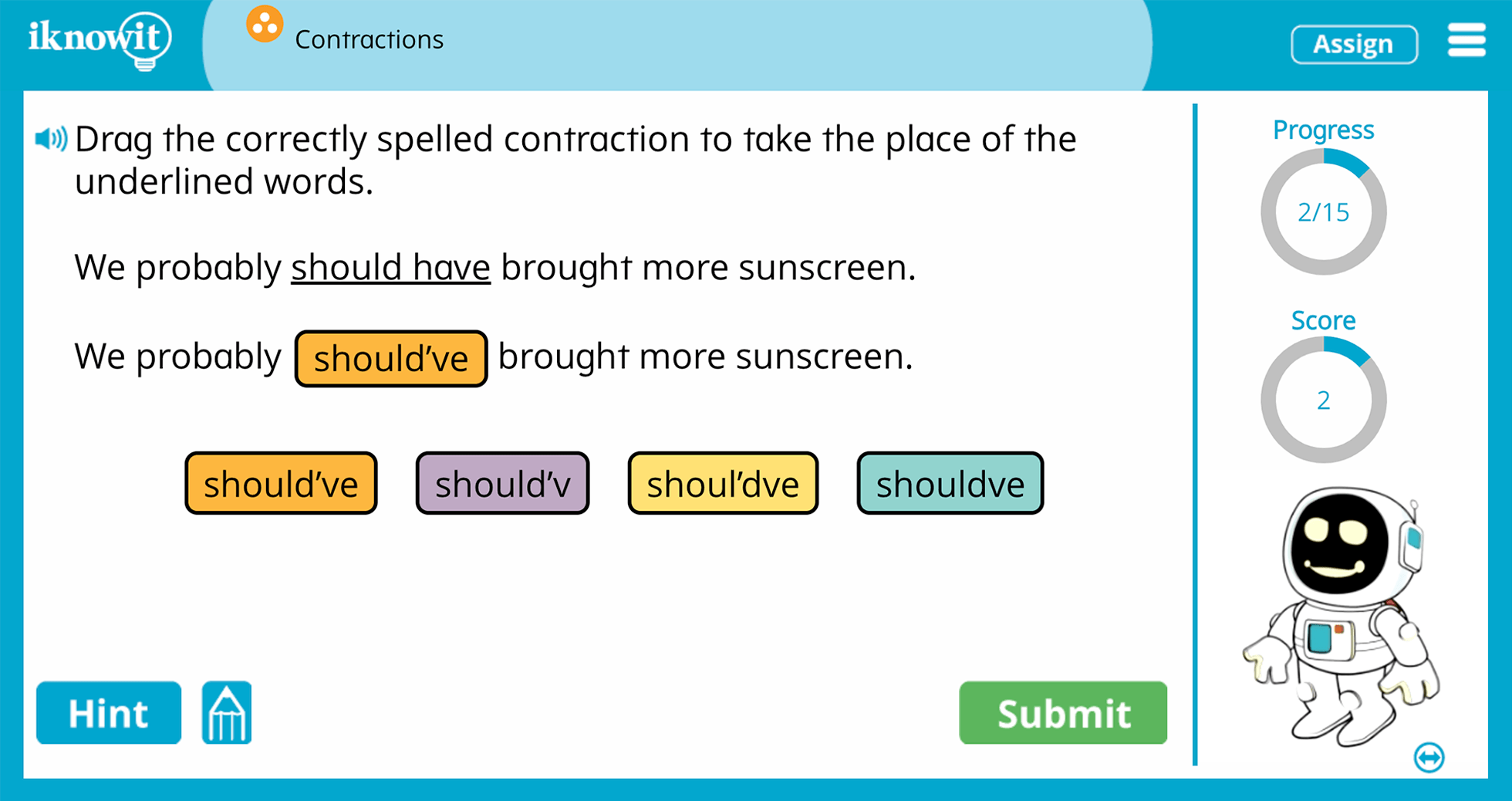 Third Grade Contractions Practice Interactive Lesson