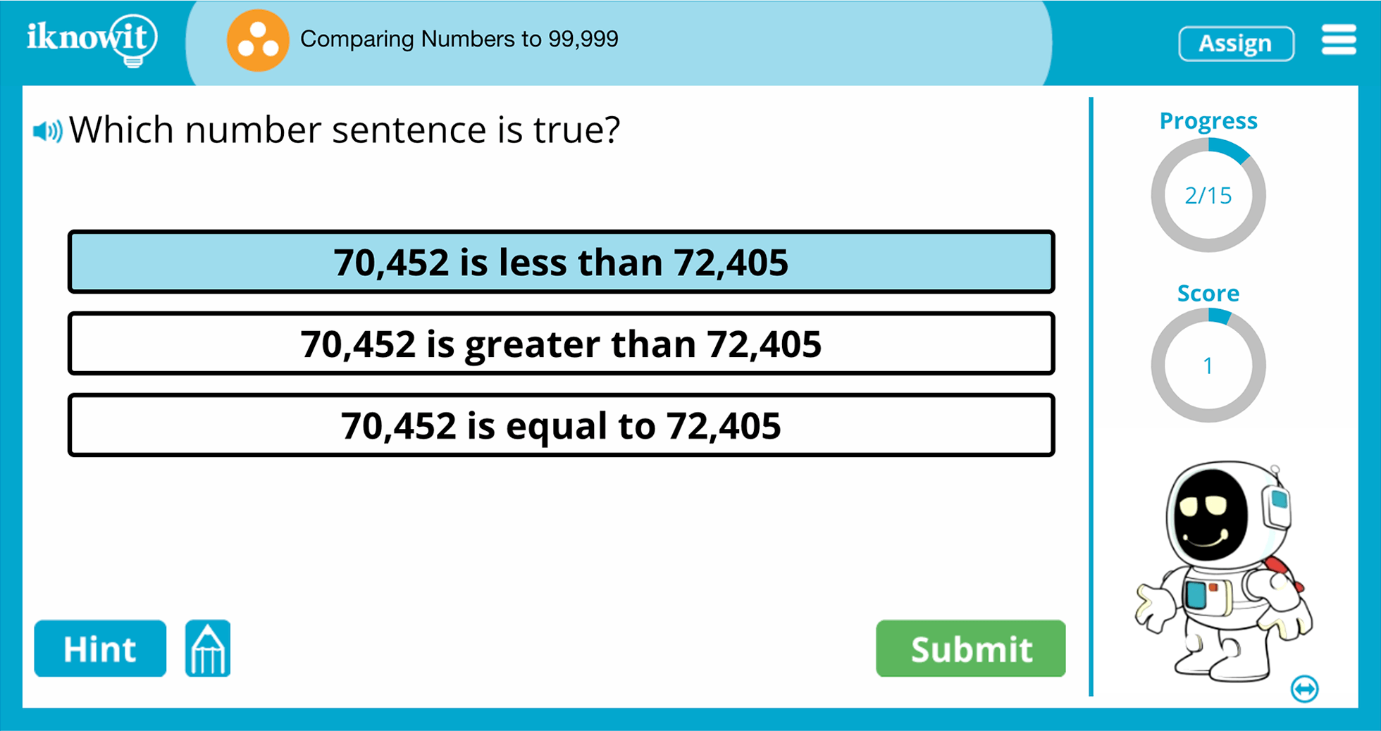 3rd Grade Comparing Numbers To 99999 Online Learning Activity