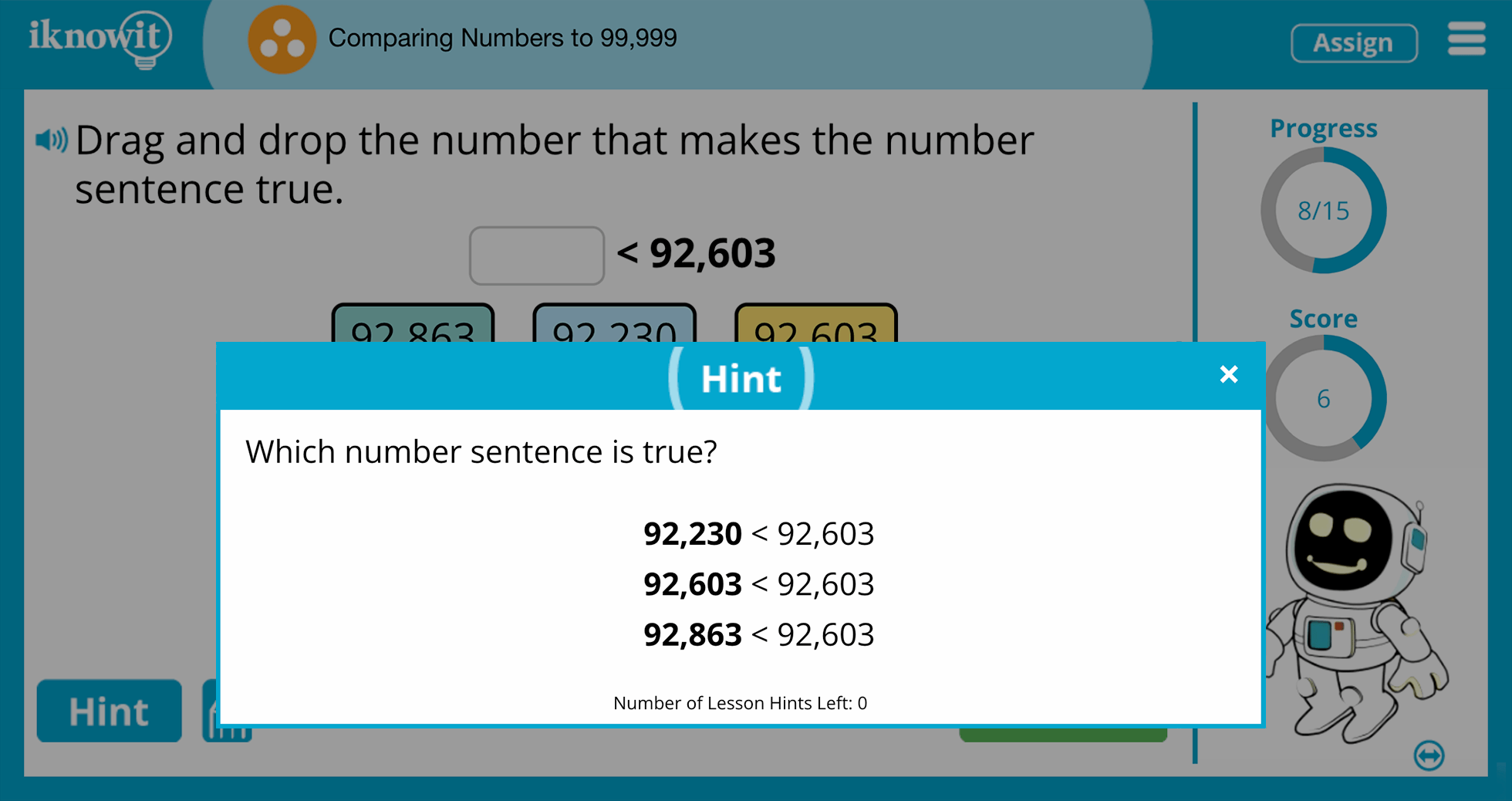 Third Grade comparing Numbers To 99999 Practice Interactive Activity
