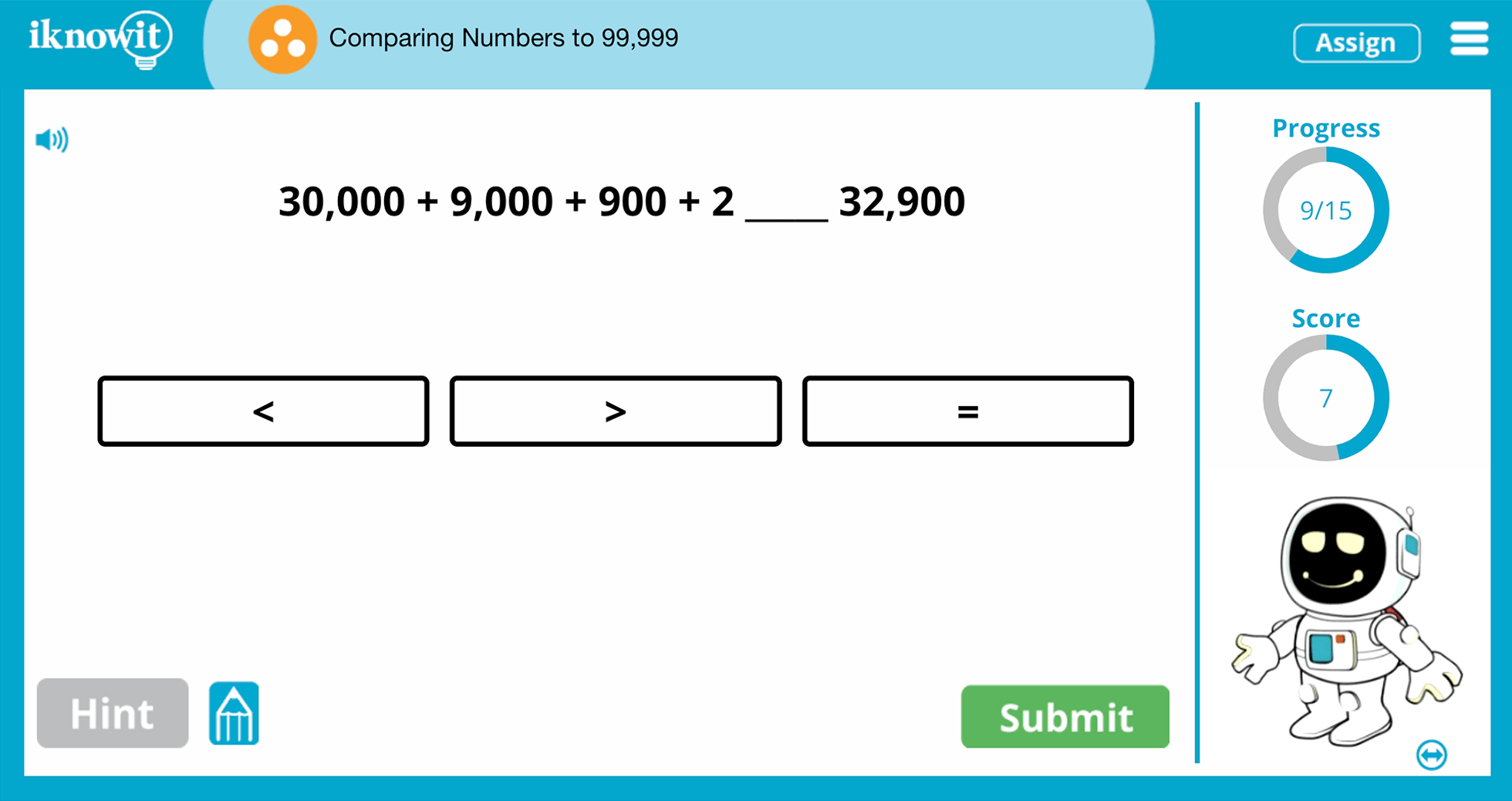 Third Grade comparing Numbers To 99999 Practice Interactive Lesson