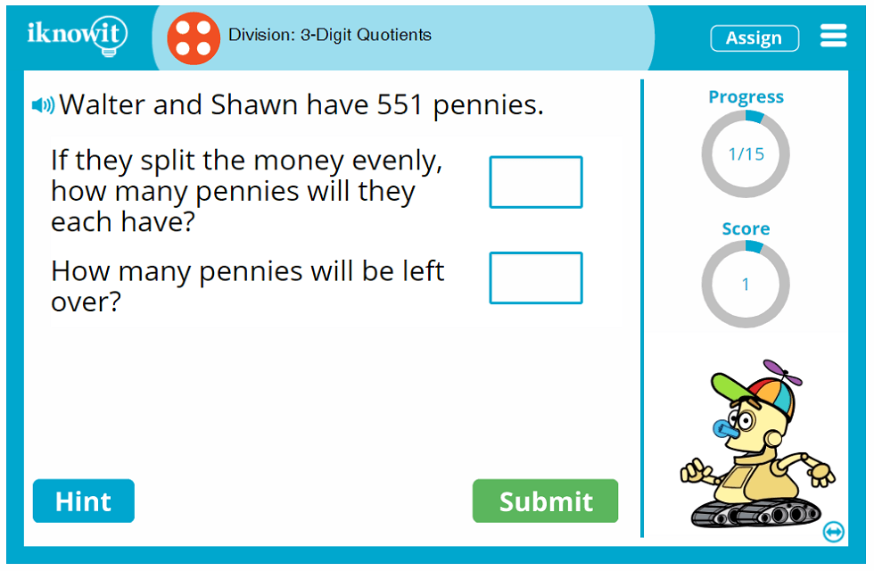 Fourth Grade Divide Numbers with Three Digit Dividends and Answers Game