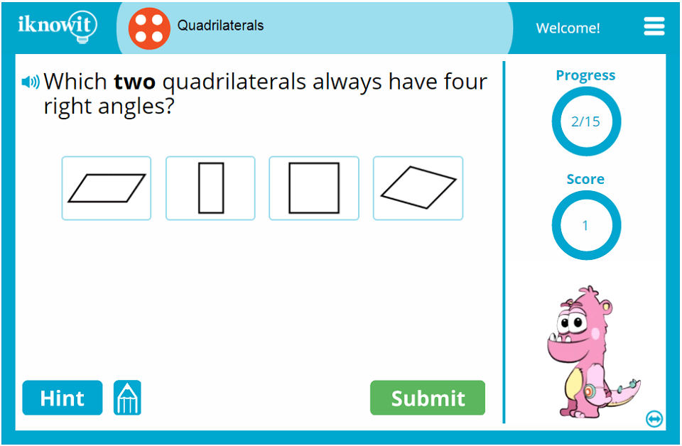 Fourth Grade Comparing Squares Rectangles Parallelograms Game