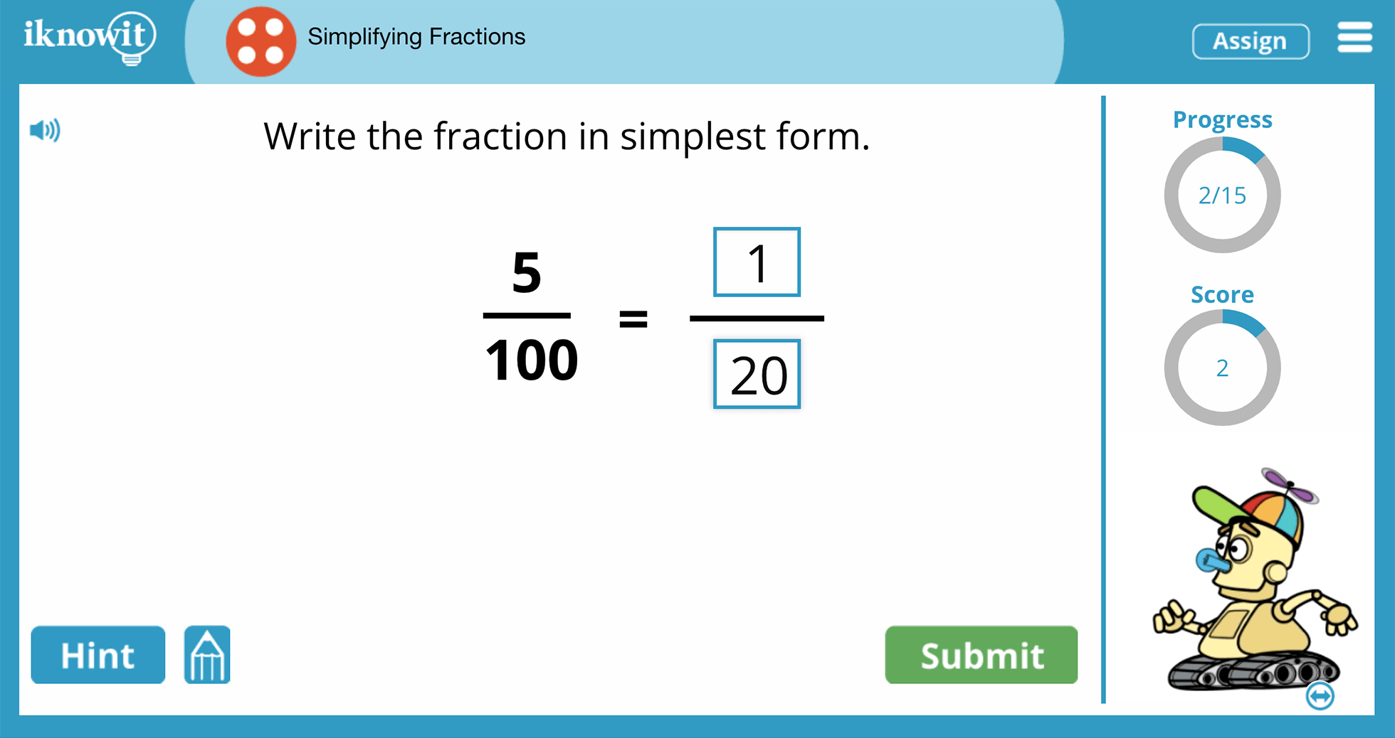 4th Grade Simplifying Fractions Online Learning Game